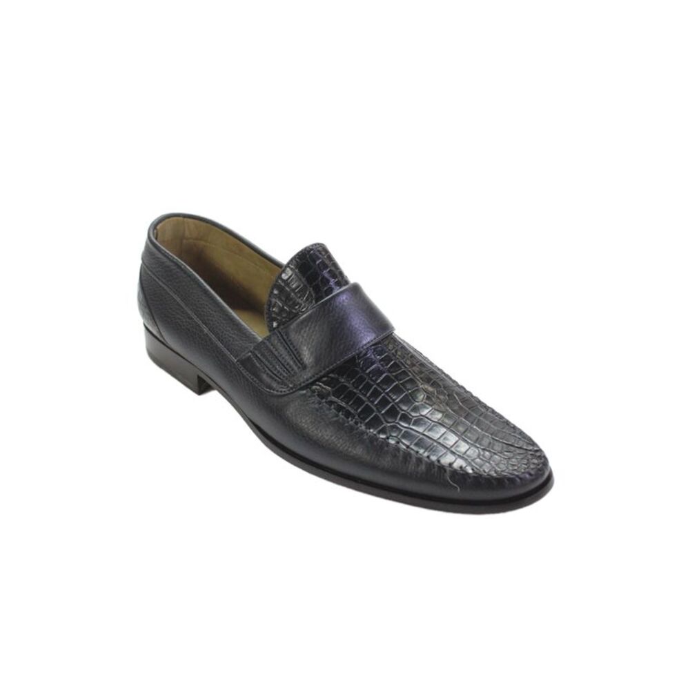 Tardini Mens American Alligator Leather Trim Loafers Shoes Black Size 11